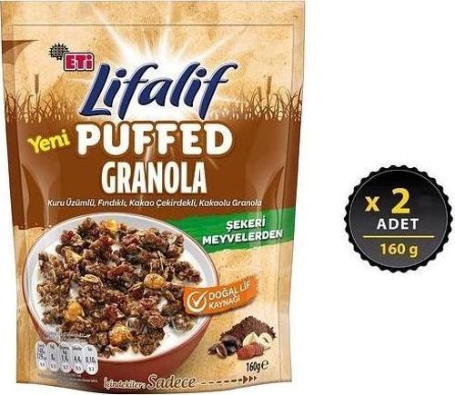 Lifalif Puffed Granola Kakao 160 gr x 2 Adet