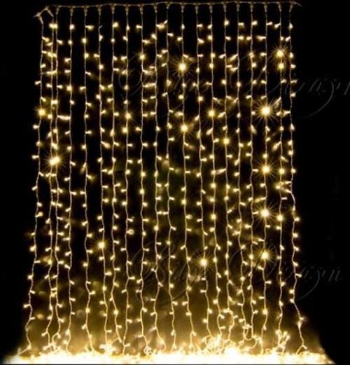 Bahçe Keyfi için Sarı Işıklı 3x3MT Led Perde Aydınlatma