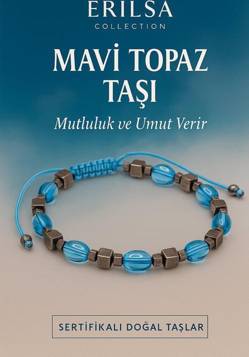 Sertifikalı Sentetik Mavi Topaz Taşı Bileklik - Mutluluk ve Umut Veren Şık Takı