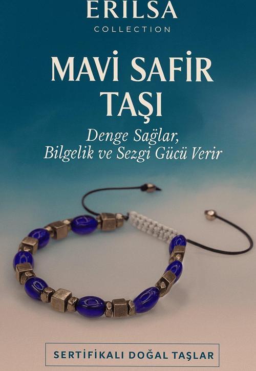 Sertifikalı Sentetik Mavi Safir Taşı Bileklik - Denge Bilgelik ve Sezgi Gücü Veren Takı
