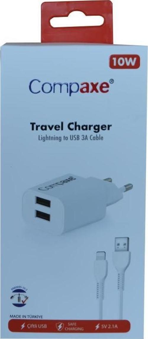 CTA-521DIU 5v 2.1A 10W 2USB 1mt Usb 3.0 Ev Şarj Kafa + Lightning Şarj Kablosu