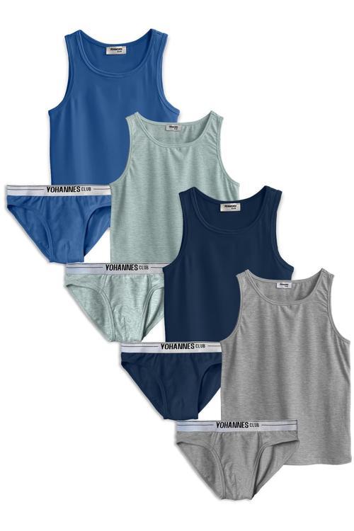 , Erkek Çocuk, Pamuklu Slip&Atlet, Alt-Üst,  4 Çift Takım,