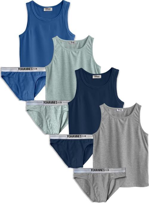 , Erkek Çocuk, Pamuklu Slip&Atlet, Alt-Üst,  4 Çift Takım,