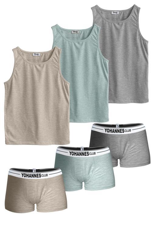 , Erkek Çocuk, Pamuklu Boxer&Atlet, Alt-Üst,  3 Çift Takım,