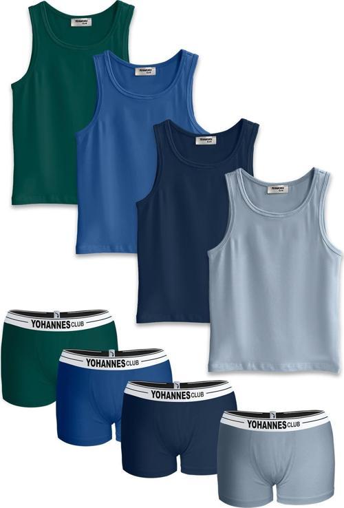 , Erkek Çocuk, Pamuklu Boxer&Atlet, Alt-Üst,  4 Çift Takım,