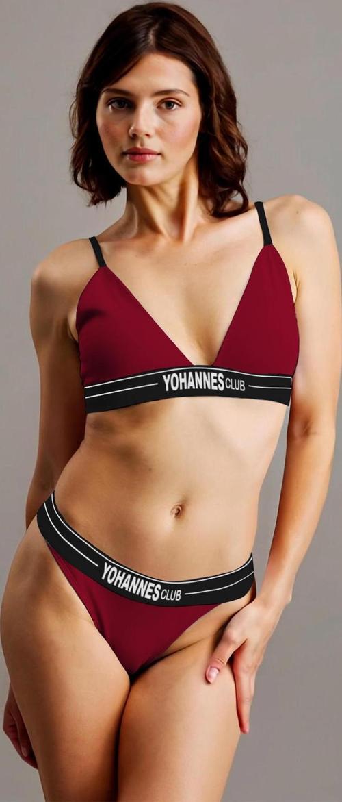 , Kadın Pamuklu İç Çamaşırı Takımı, (Üçgen Sütyen/lastik Bantlı Brazilian)