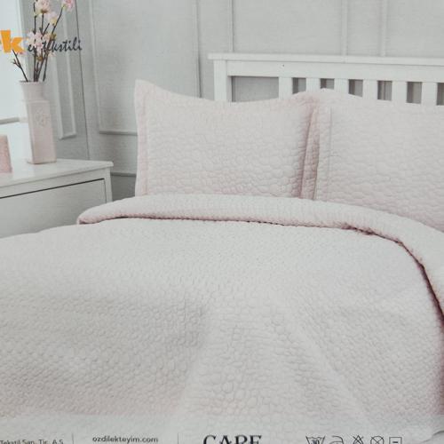 NAKIŞLI YATAK ÖRTÜSÜ TEK KİŞİLİK CARE PUDRA