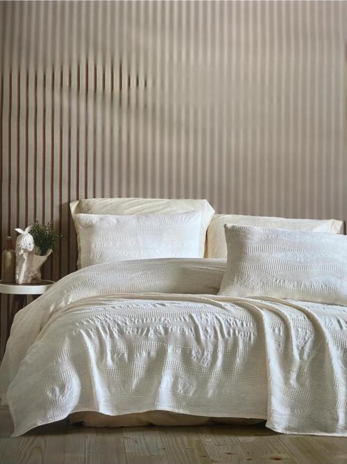 YATAK ÖRTÜSÜ PİKE ÇİFT KİŞİLİK AGATA KREM