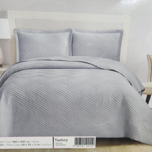 WASHED ÇİFT KİŞİLİK YATAK ÖRTÜSÜ MOZAİK GRİ