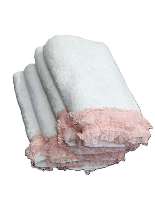 VNL 2 Lİ BOĞAZİÇİ DANTELLİ HAVLU SETİ PEMBE