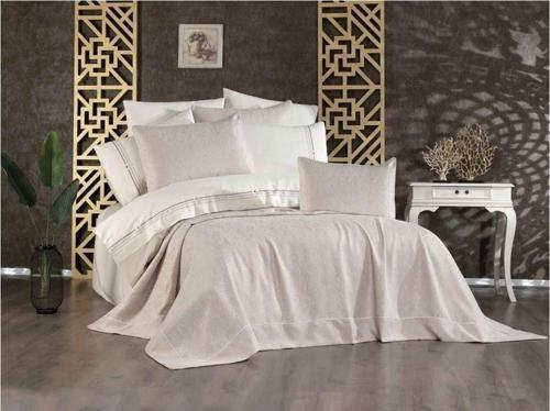 VNL BUTİK YATAK ÖRTÜSÜ ÇİFT KİŞİLİK PERA BEJ