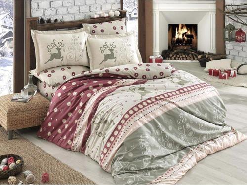 TEK KİŞİLİK NEVRESİM TAKIMI POPLİN  LUDOVİCA KIRMIZI