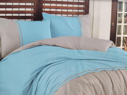 ÇİFT KİŞİLİK RANFORCE DÜZ RENK NEVRESİM TAKIMI BLUE GREY