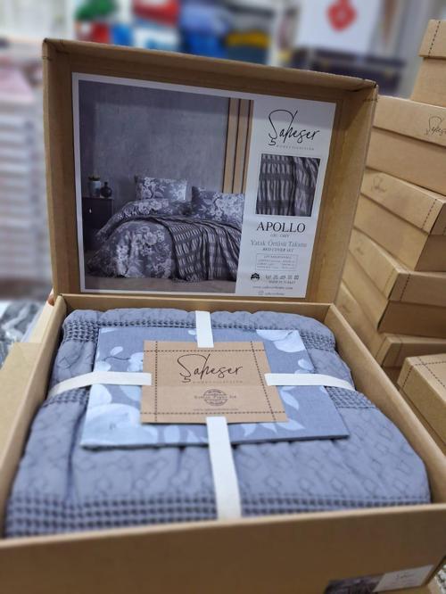 ÇİFT KİŞİLİK APOLLO PİKE TAKIMI GRİ