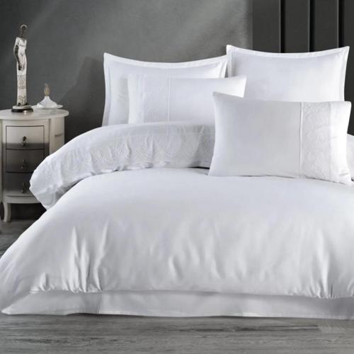 PAMUK SATEN ÇİFT KİŞİLİK NEVRESİM TAKIMI VALİNOR BEYAZ