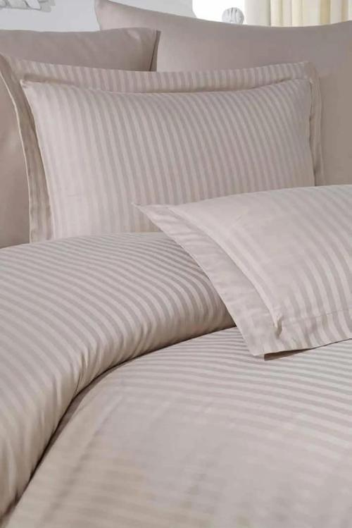 SATEN JAKARLI ÇİFT KİŞİLİK NEVRESİM TAKIMI BEJ