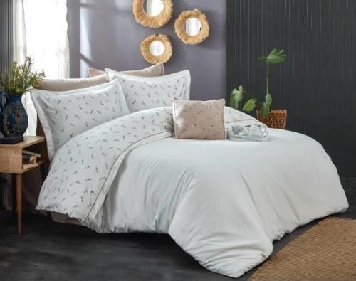 NAZİK SATEN NEVRESİM TAKIMI ÇİFT KİŞİLİK ALESTA KREM VİZON