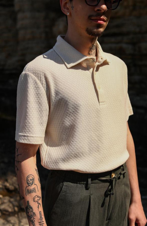 Düğmeli Polo Yaka Kısa Kol Erkek T-Shirt