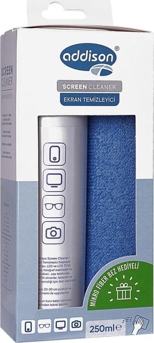 Addıson 300871, Ekran Temizleyici Sprey 250ml. Microfiber Bez İle Birlikte