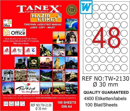 Tw-2130 Lazer Etiket Yuvarlak 30 Mm Tw2130Las10100