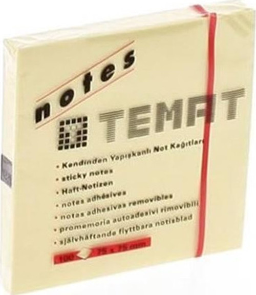 Yapışkanlı Not Kağıdı 75X75 Mm Pastel Sarı (12 Li Paket)