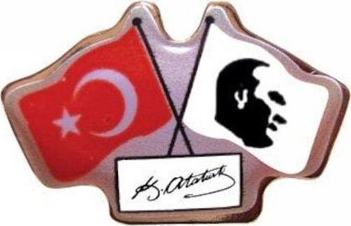 Vt627 Rozet İkili Bayraklı Atalı İmza 30 Lu (1 Paket 30 Adet)