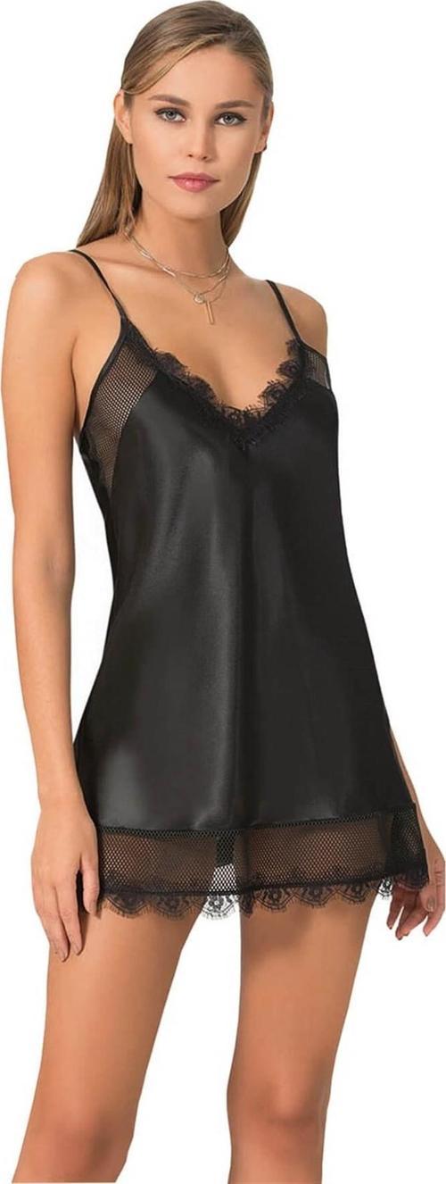 Siyah Kısa Saten Gecelik