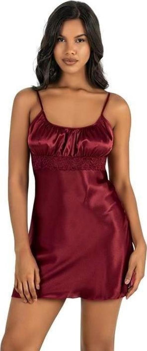 Bordo Kısa Saten Gecelik 8208