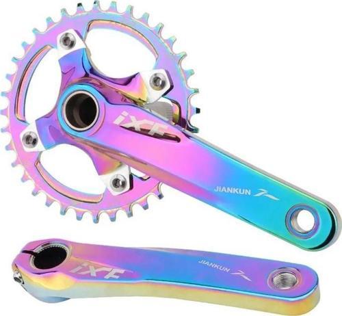 İXF 32T Tek Yaprak Aynakol Seti Göbek+Aynakol+Yaprak 104 BCD bisiklet Krank Seti Rainbow Renk