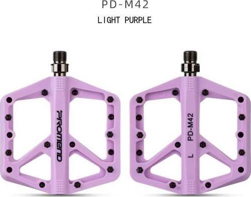 Promend Renkli Platform Pedal MTB Freeride Kaymaz Rulmanlı Plastik Pedal Ultra Hafif Açık Mor Renk