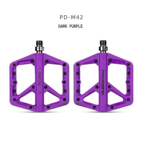 Promend Renkli Platform Pedal MTB Freeride Kaymaz Rulmanlı Plastik Pedal Ultra Hafif Mor Renk