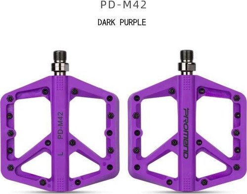 Promend Renkli Platform Pedal MTB Freeride Kaymaz Rulmanlı Plastik Pedal Ultra Hafif Mor Renk