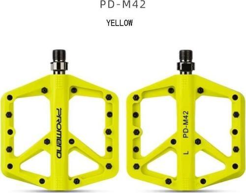 Promend Renkli Platform Pedal MTB Freeride Kaymaz Rulmanlı Plastik Pedal Ultra Hafif Sarı Renk