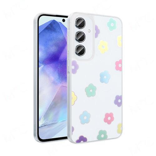 Galaxy S24 FE Kılıf Şeffaf Desenli Figürlü Folk Sert Kapak Papatya