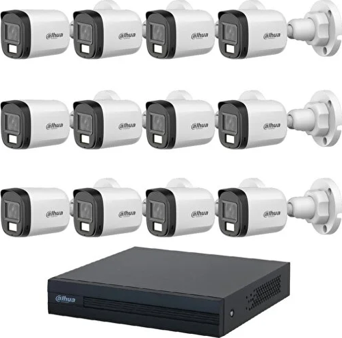 12 Kameralı 30 Metre Renkli Gece Görüşlü Full Hd Güvenlik Kamera Seti