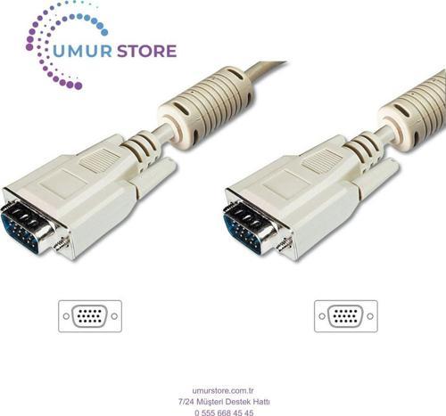 VGA Monitör Kablosu, DSUB 15 erkek DSUB 15 erkek, 3 metre, CU, 3Coax/7C, AWG28, 2x ferrite filtreli,