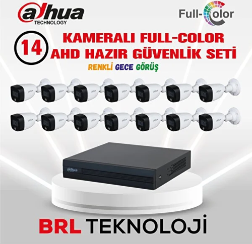 14 Kameralı Renkli Gece Görüşlü Full Hd Güvenlik Kamera Seti