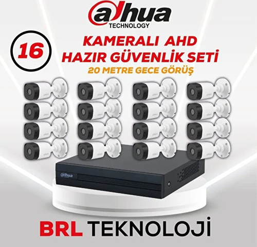16 Kameralı 20 Metre Gece Görüşlü Full Hd Güvenlik Kamera Seti