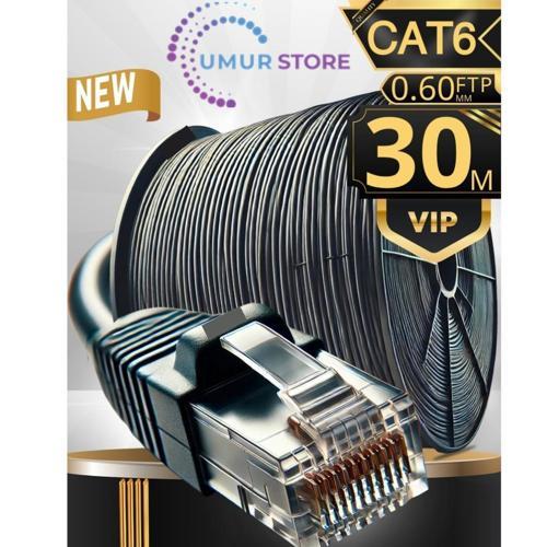 30 Metre Internet Kablosu/ftp 0,60MM Cat6 23AWG/İKI Kat Korumalı/ethernet Kablosu 30 Metre/iç Dış Me