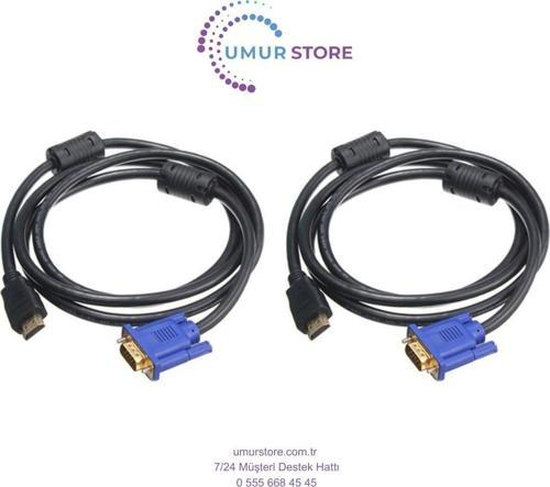 Pc Için 1.8m Mavi Hdtv HDMI - VGA HD15 Erkek Adaptör Kablosu Dönüştürücü