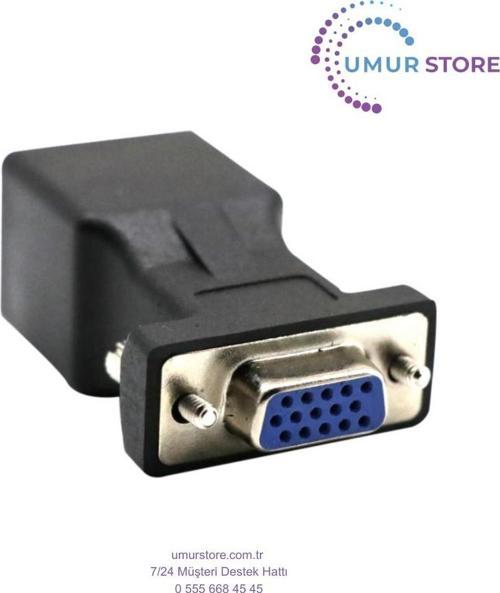 Siyah VGA Genişletici Adaptörü Cat5 / Cat6 / RJ45 Kablosu