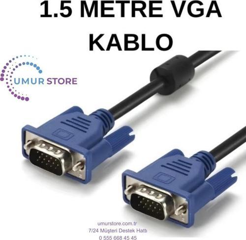 VGA Kablo – 1.5 Metre Net Görüntü, Dayanıklı  Erkek‑Erkek Görüntü Kablosu