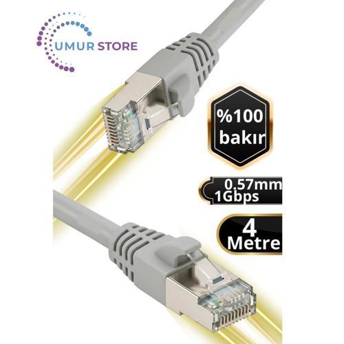 4 Metre Internet KABLOSU/%100 Saf Bakır TEL-0.57MM-CAT6-1GBPS /iç MEKAN/4M Ethernet Kablosu