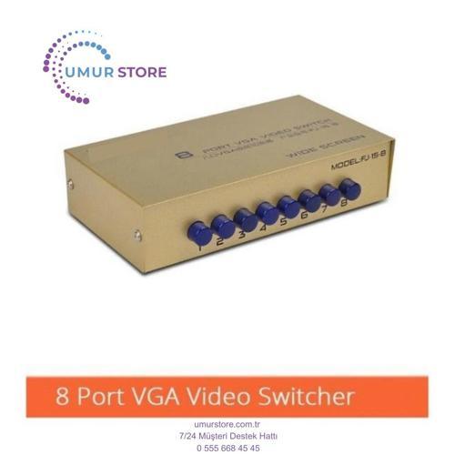 8 Port VGA Switch 8 Cihaz 1 Monitör 8 Kasa 1 Monitör Seçmeli Switch