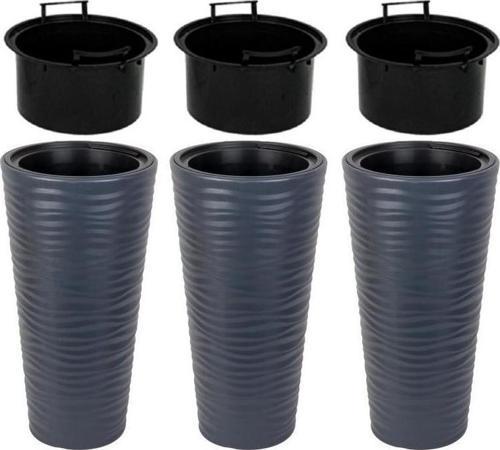SO-KVT3 Kumsal Vazo Saksı Takımı 128 Litre Antrasit 3 Adet