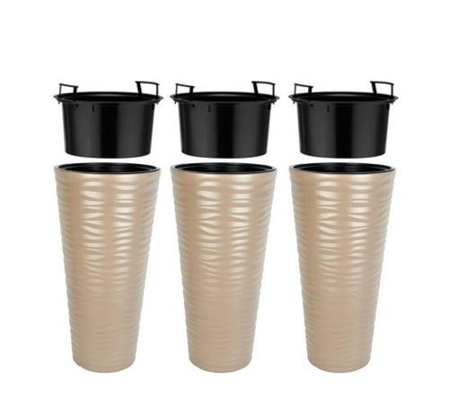 SO-KVT3 Kumsal Vazo Saksı Takımı 128 Litre Mocha 3 Adet