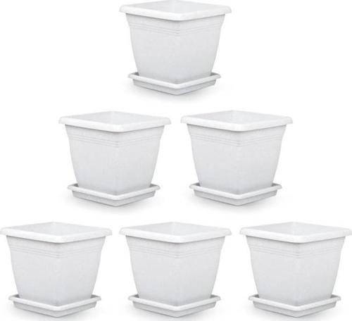 SO-VK03 Villa Kare Tabaklı Saksı Takımı 17 lt Kirli Beyaz 6 Adet