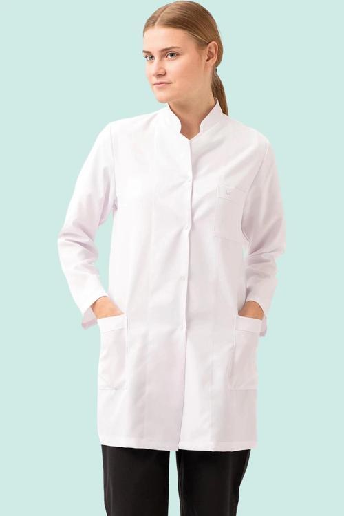 Tıbbi Kadın Uzun Kollu Laboratuvar Önlüğü Adiantum Doktor Öğretmen Rahat Kesim