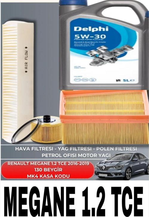 RENAULT MEGANE 1.2 TCE 2016-2019 +DELPHİ 5W-30 5LT 2025 4LU SET