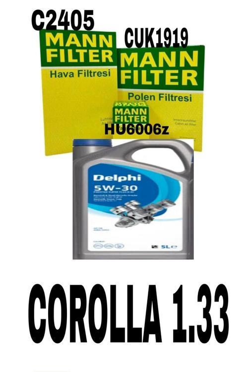 Toyota Corolla 1.33 1.6 Filtre Bakım Seti 09-18+delphi 5w30 4lt motor yağ 2025 üretim